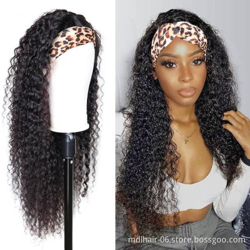 Raw Unprocessed Indian Hair Cheap Wholesale Curly Wigs For Black Women Human Hair Full Headband Wig